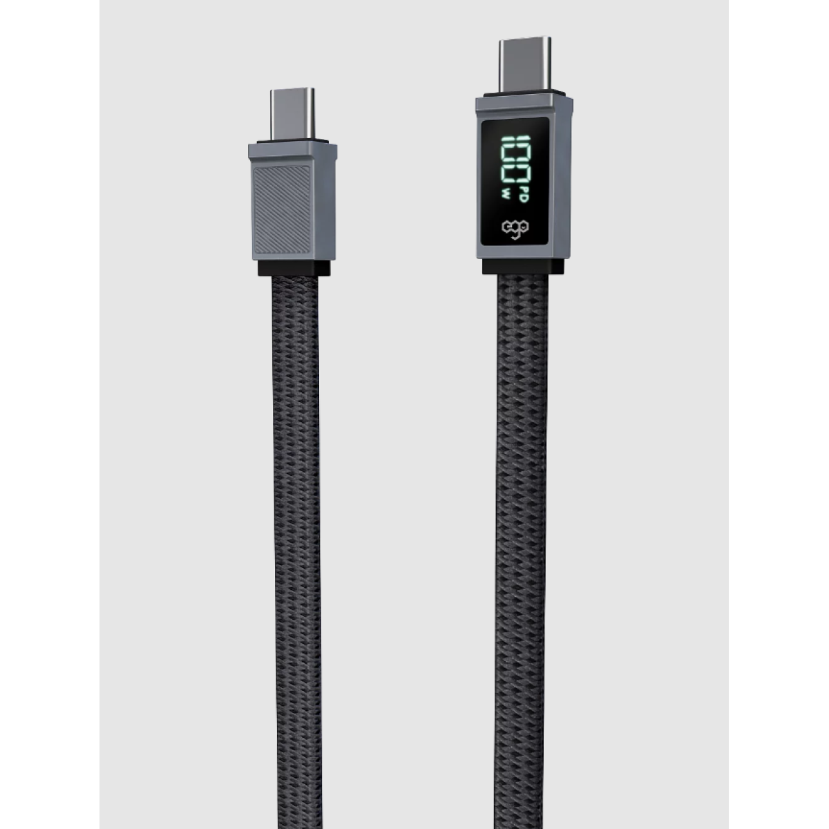 EGO Wiry Max 100W C to C 即時速度顯示充電線 (黑色) (200厘米)